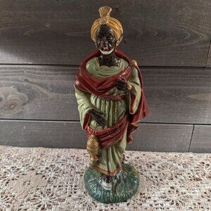 Vintage Wales Japan Black King Jewels Christmas Nativity Figurine Statue